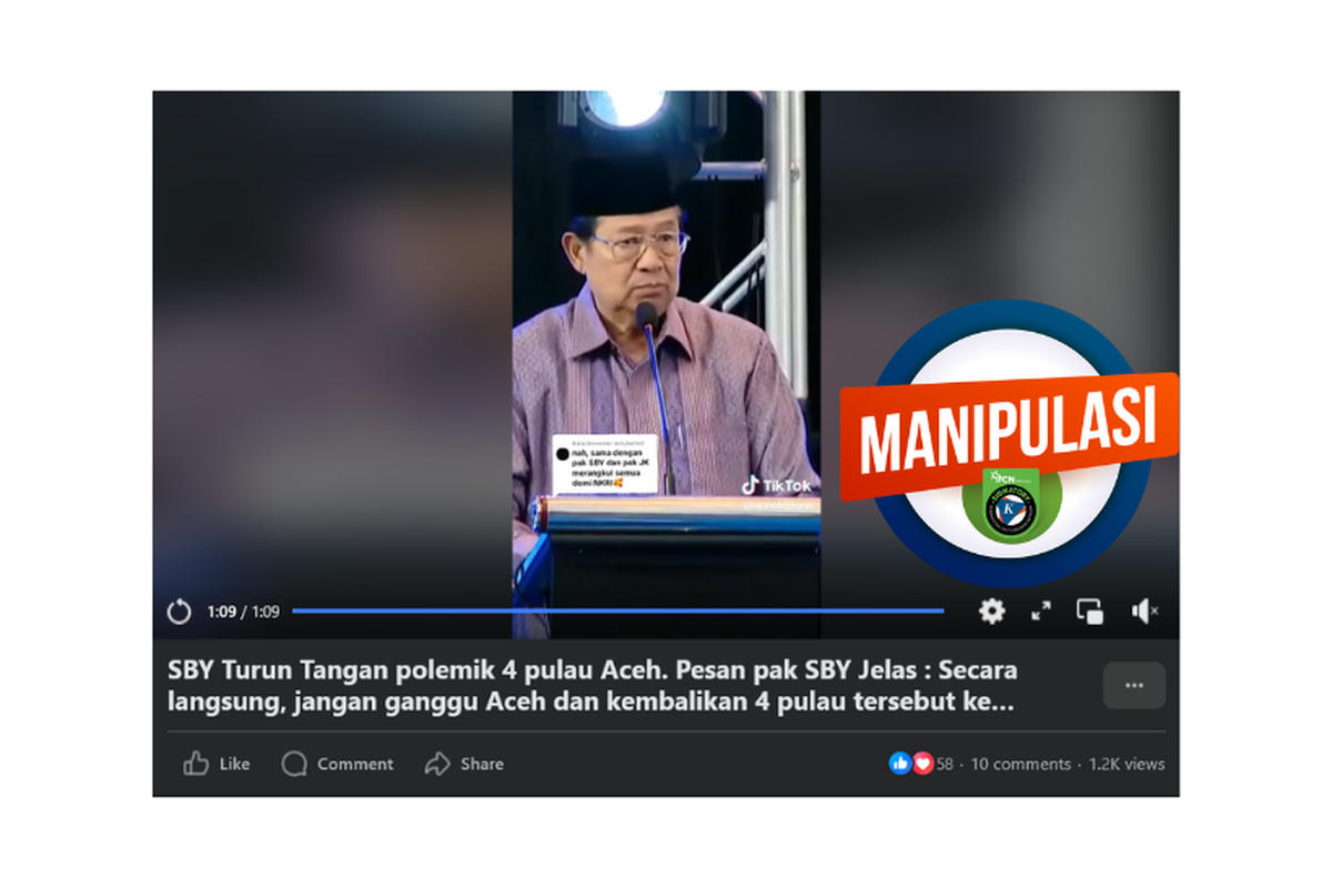 Hoaks SBY: Pernyataan Palsu Soal Sengketa 4 Pulau Aceh?